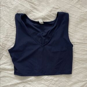 Yogalicious Navy V-Neck Crop Top